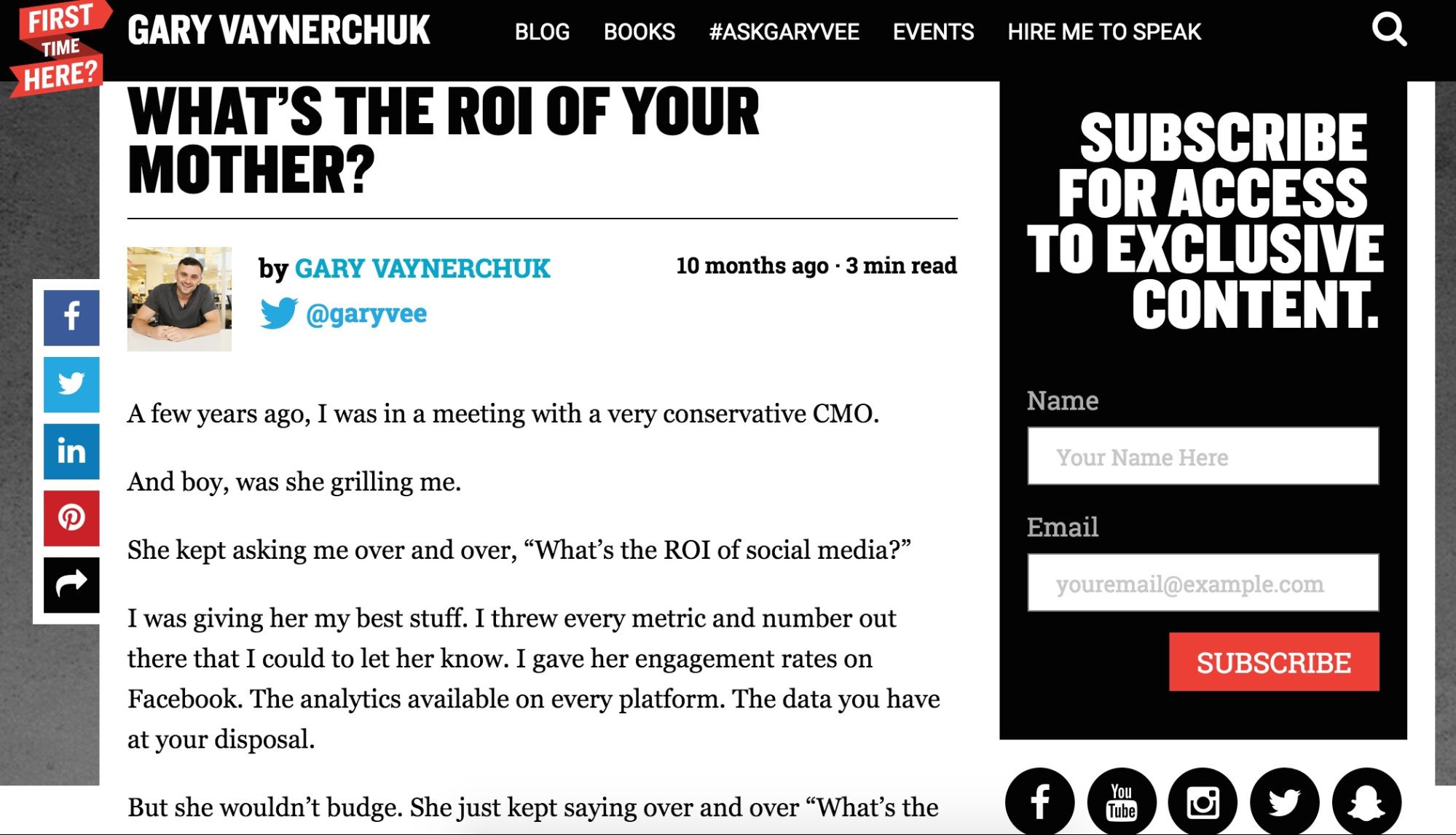 Gary Vaynerchuk article with eye catching title example