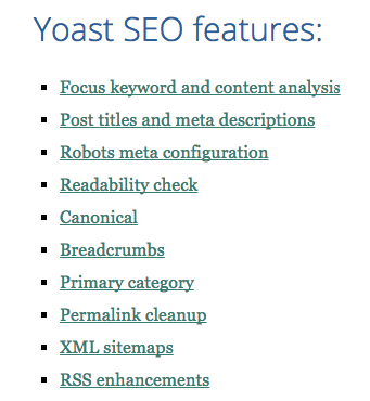 Yoast SEO features marketing tool example