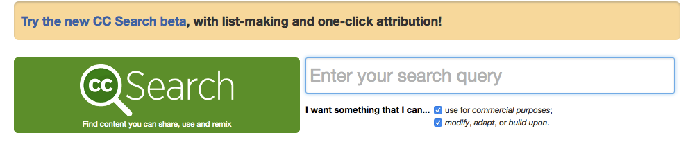 Creative Commons marketing tool search example