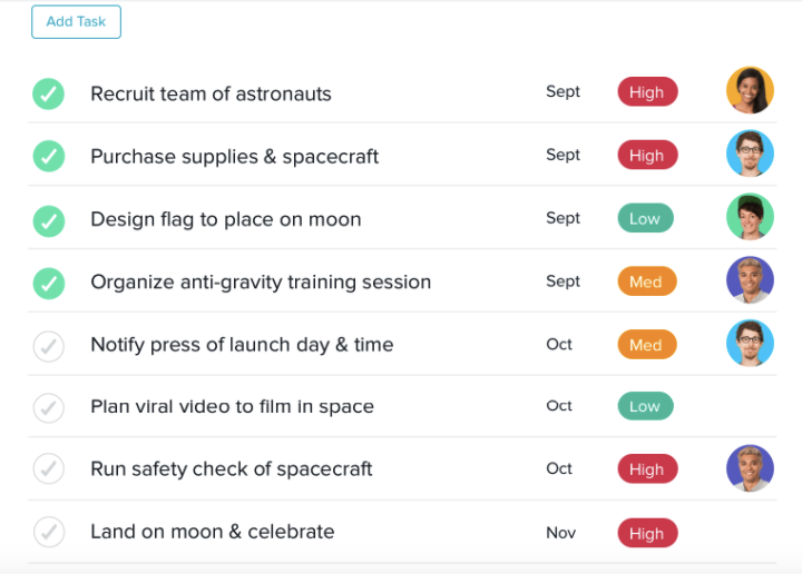 Asana marketing tool example