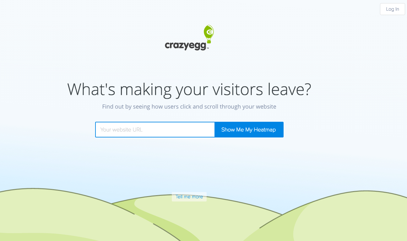 CrazyEgg "show me my heatmap" enter URL CTA example