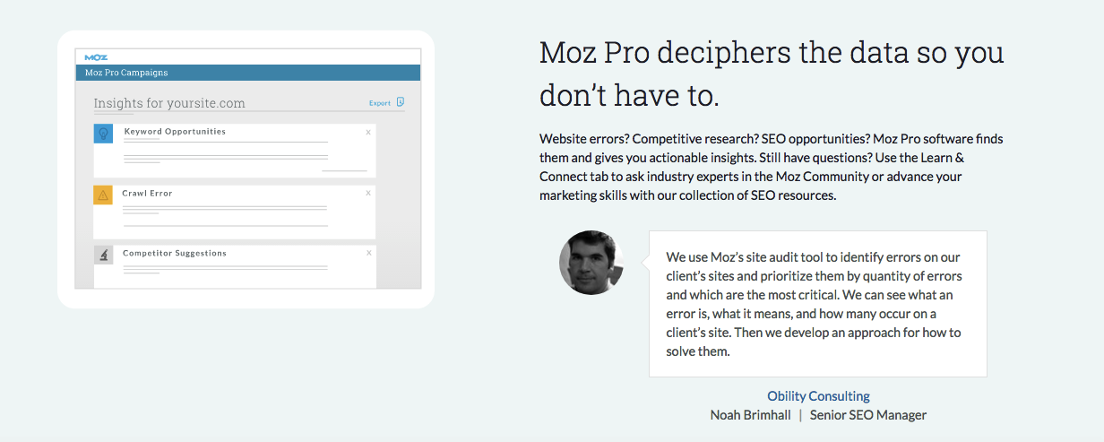 Moz example of value to the customer 2
