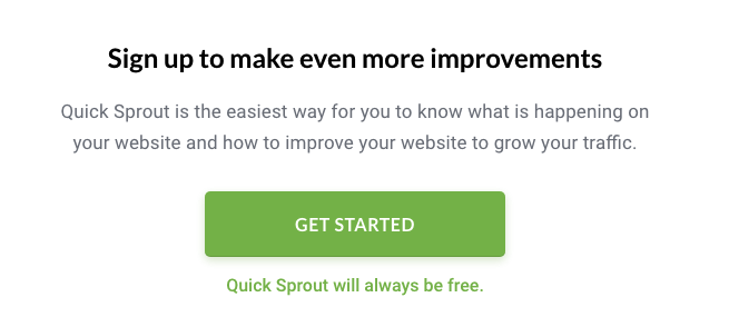 Quick sprout CTA example.