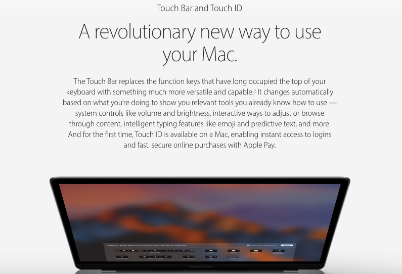MacBook Pro landing page example