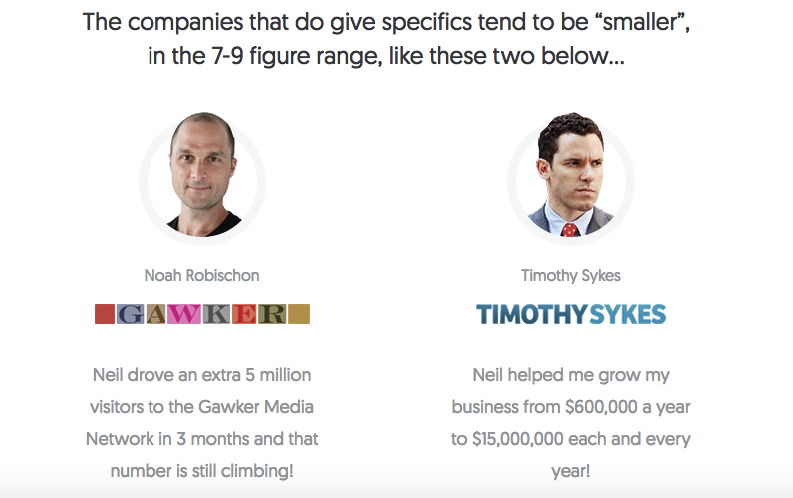 Image of "the companies that do give specifics tend to be 'smaller' in the 7-9 figure range, like these two below..."