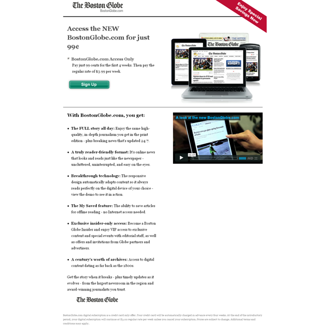 boston globe above fold
