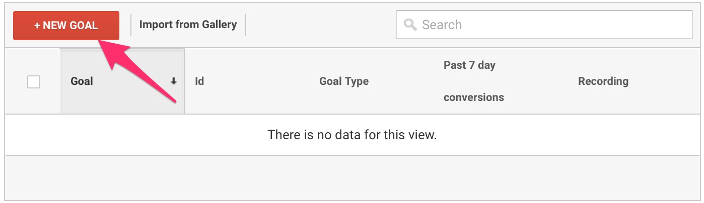 Google Analytics create a new goal