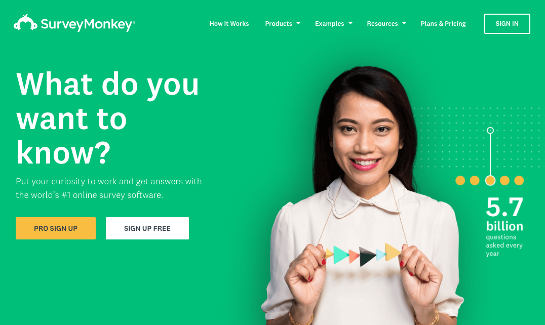 SurveyMonkey homepage.