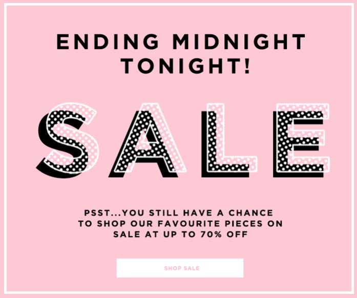 Advertisement of a sale ending at midnight image