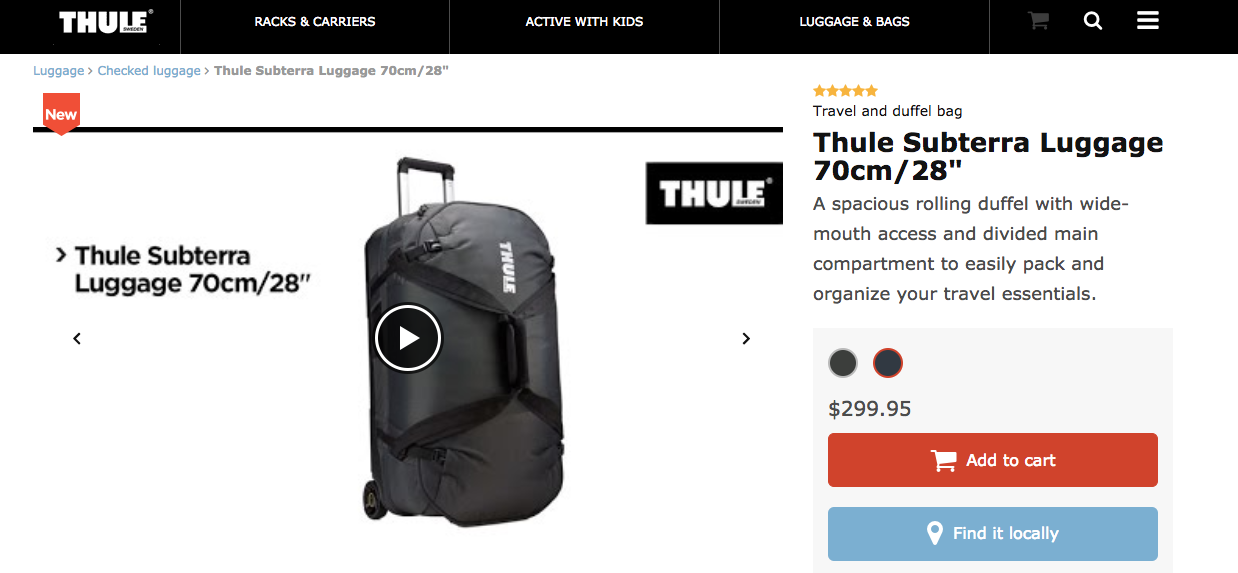 Thule webpage with video demonstration example.