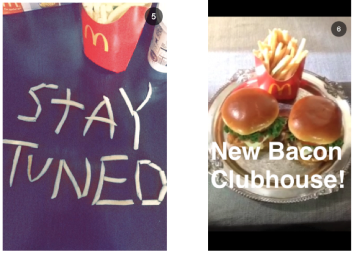 Screenshot of McDonald's ads on Snapchat.