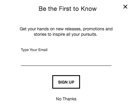 be the first to know email signup example.