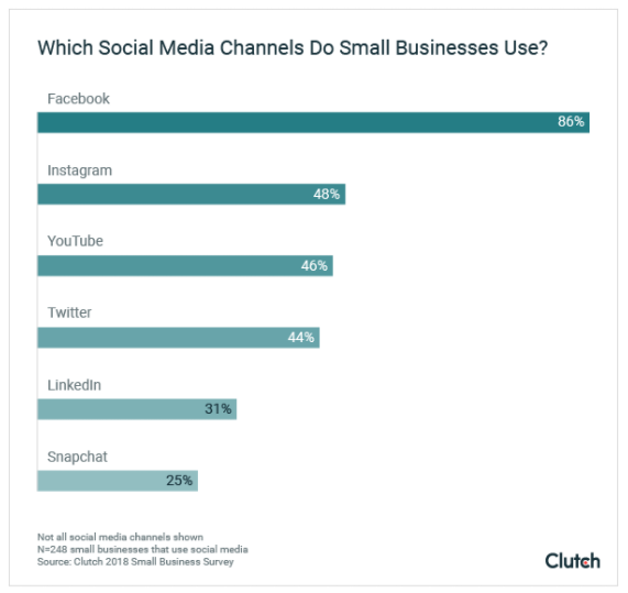 Infographic of which social media channels do small businesses use?