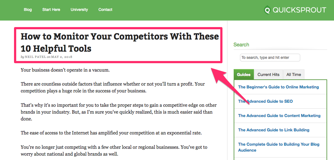 Quicksprout article: How to monitor your competitors with these 10 helpful tools.