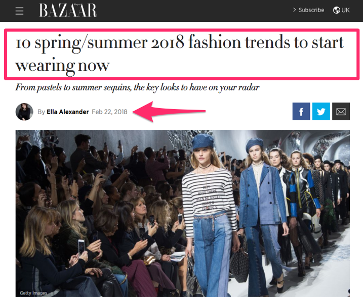 BAZAAR article: 10 spring/summer 2018 fashion trends to start wearing now.