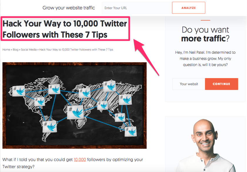 Neil Patel article: Hack your way to 10,000 Twitter followers with these 7 tips.
