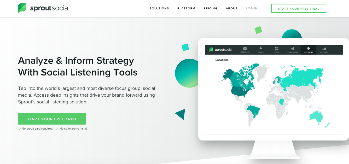 sproutsocial social listening tools homepage.