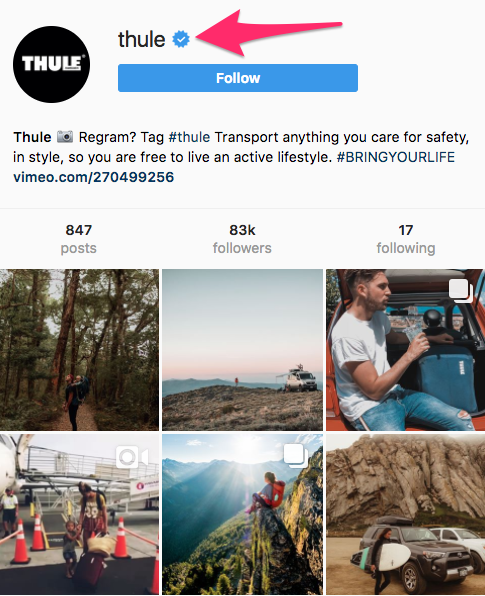 Thule Instagram profile