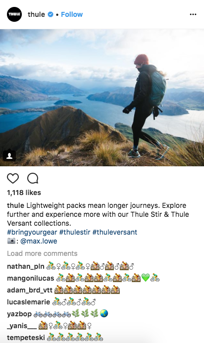 Thule Instagram post example.