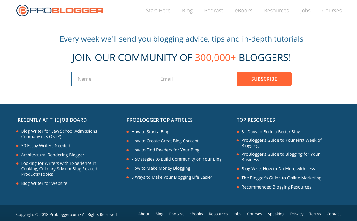 problogger homepage