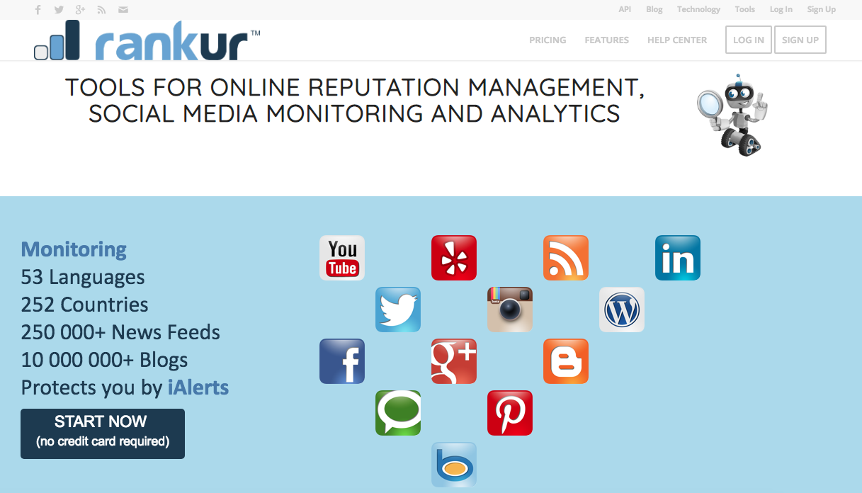 A screenshot of the Rankur landing page.