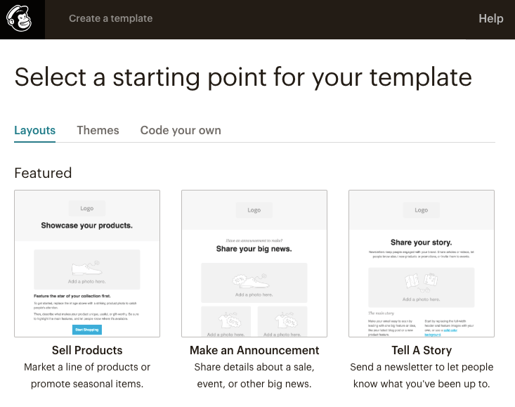 Mailchimp purpose driven email templates