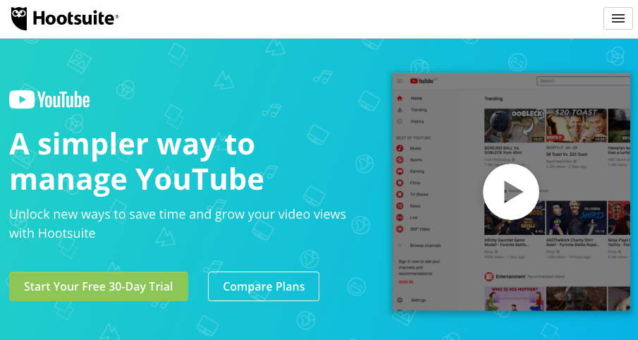 hootsuite schedule video uploads from YouTube to your other social networks directly from the platform