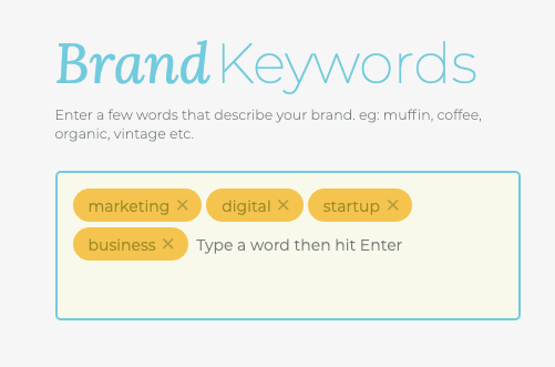 Brand Mark - brand keywords fill in screen