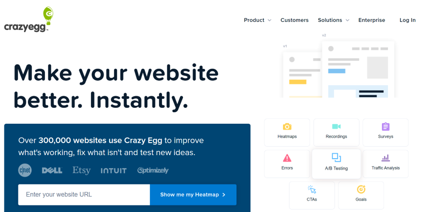 crazy egg homepage