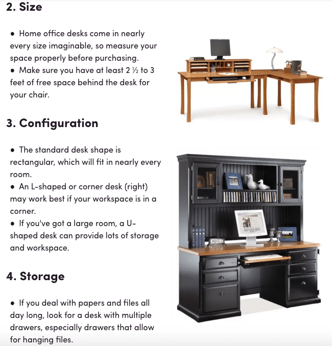 An example of a desk buying .