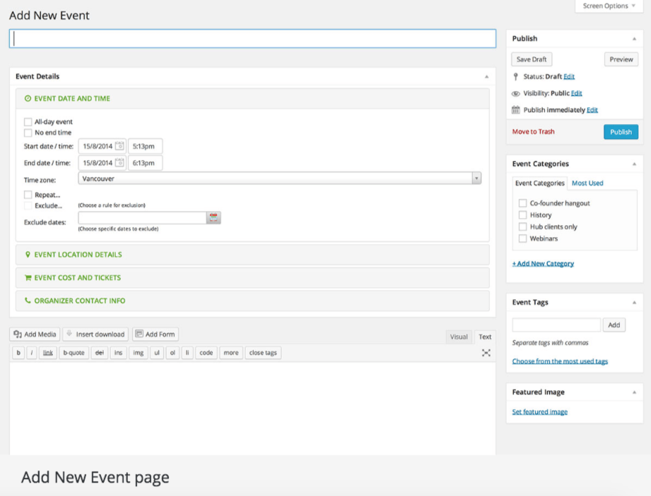 All-in-One Event Calendar WordPress calendar plugin add new event example