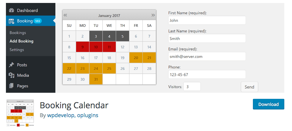 Booking Calendar WordPress calendar plugin calendar example