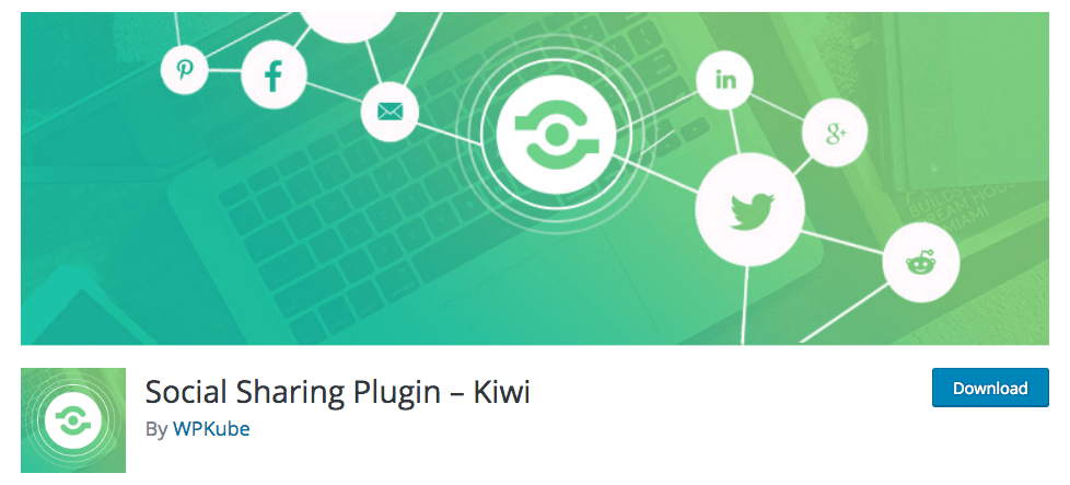 Kiwi Social Share plugin download screen.