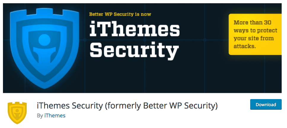 iThemes Security WordPress security plugin download page.