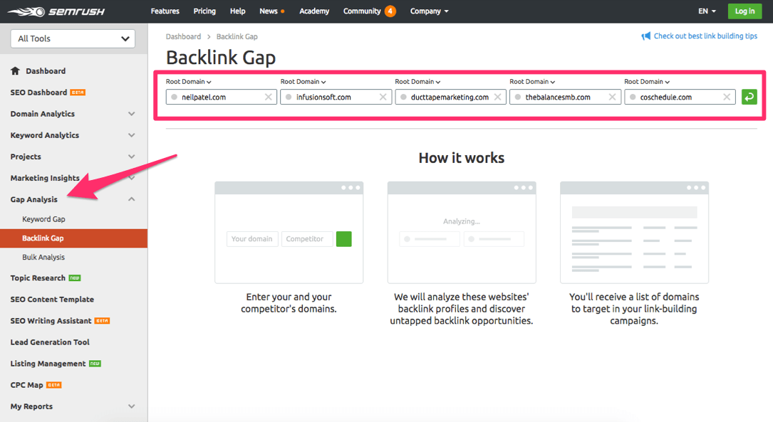Backlink Gap Tool