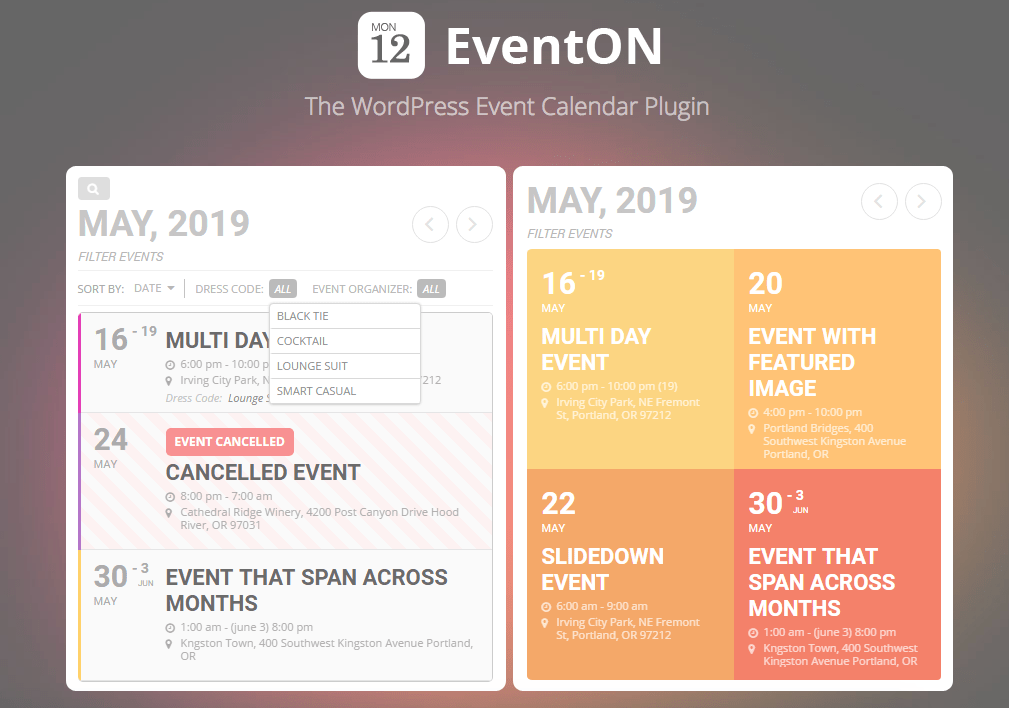 EventON WordPress calendar plugin