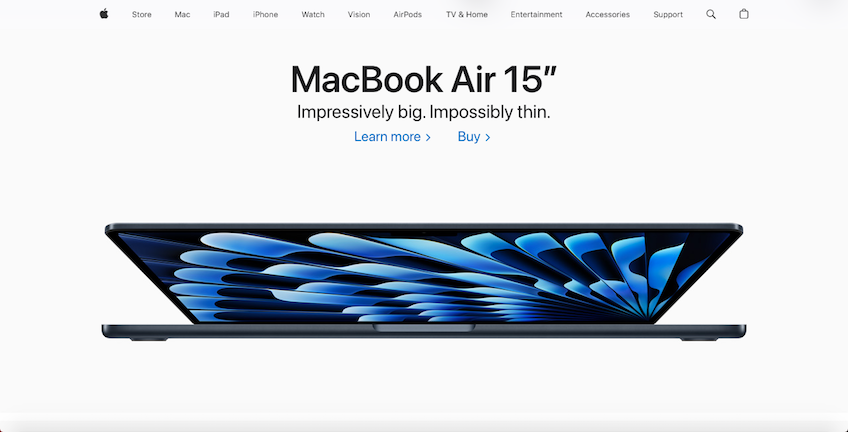 Apple Macbook Air 15" webpage.