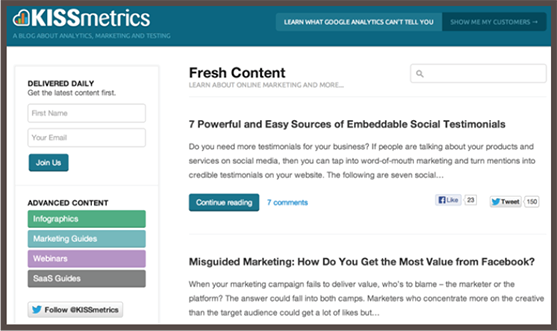 KISSmetrics Blog Design