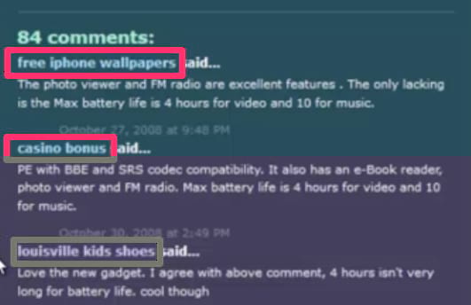 Blog Comments dangerous link example
