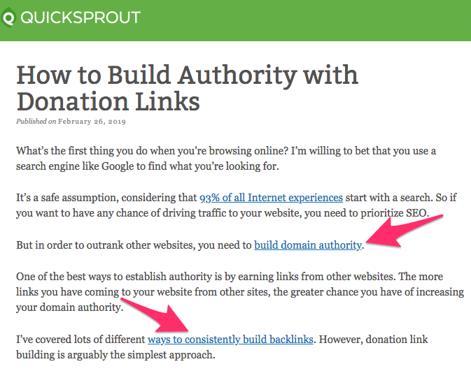 Building Authority With Donation Links