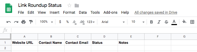 Link Roundup Spreadsheet