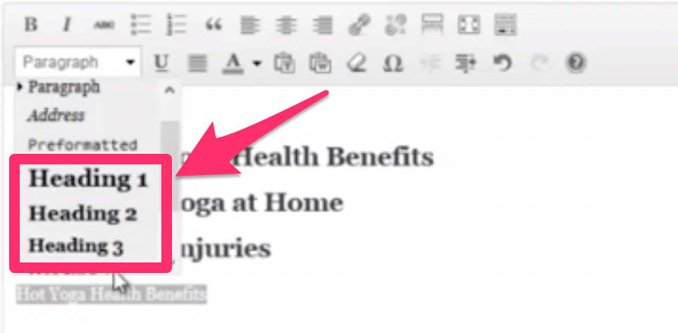 Wordpress Heading Tags