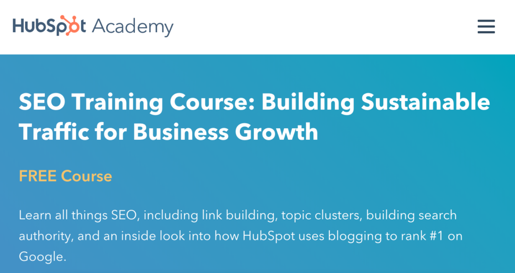Hubspot Academy SEO course and guide