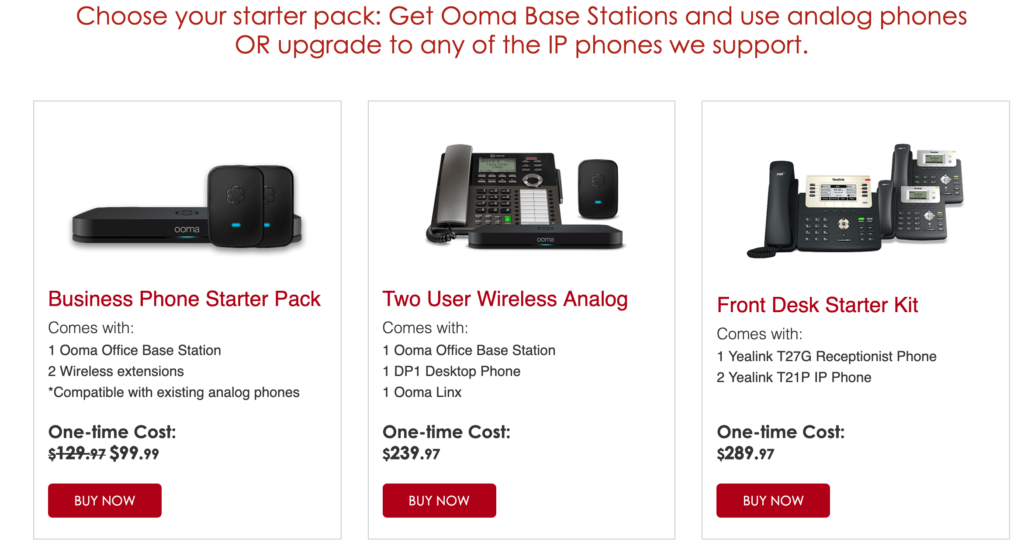 Ooma phone service pricing plans.