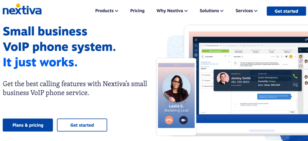 Nextiva home page.