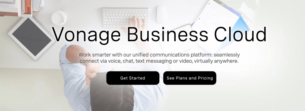 Vonage get started page.