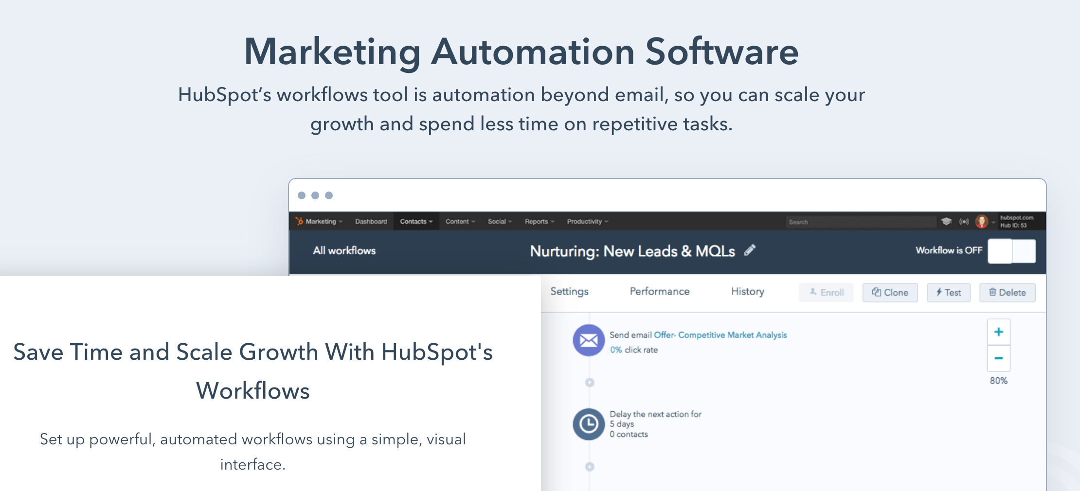 HubSpot marketing automation software home page.