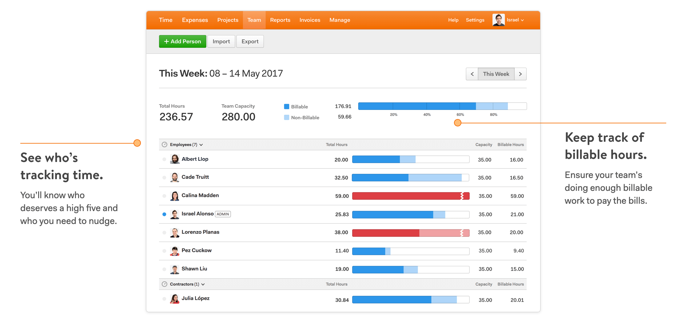 Harvest time and task tracking screen.