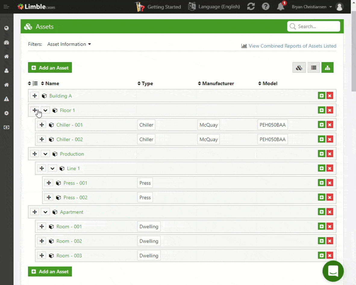 Limble CMMS custom search field example.