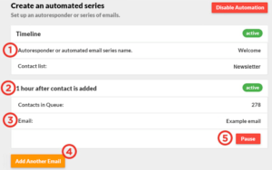 VerticalResponse email autoresponder create an automated series example.